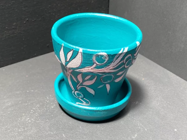 Teal and Pink Plant Pot