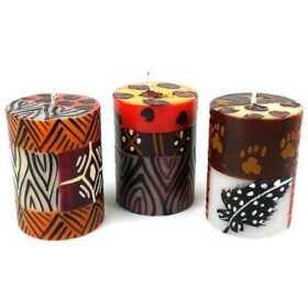 Set of Three Boxed Hand-Painted Candles