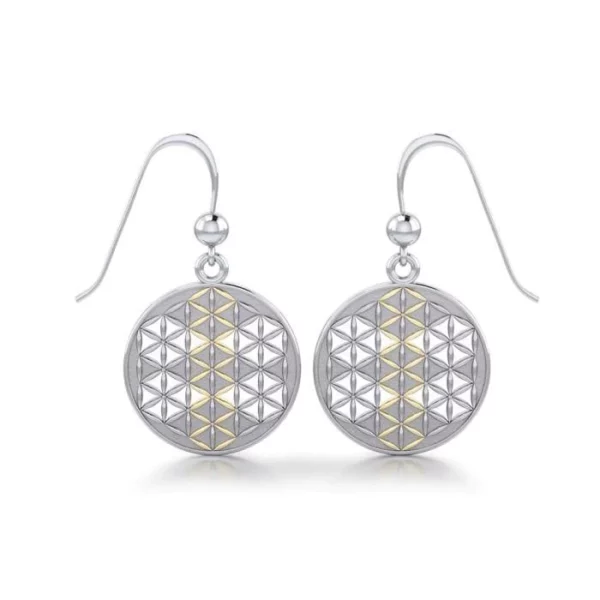 Flower of Life Silver and Gold Earrings