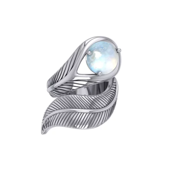 Moonstone Feather Ring