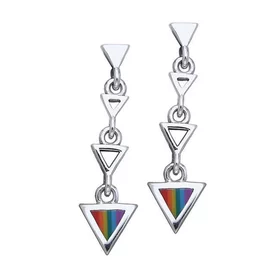 Rainbow Triangle Silver Earrings