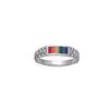 Rainbow Rectangle Silver Ring - pride wedding