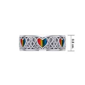 Celtic Hearts Spinner Ring with Inlay Stone