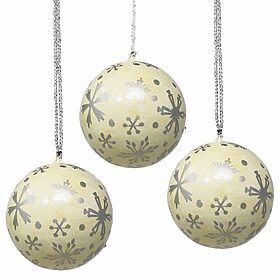 Handpainted ornaments - silver snowflakes
