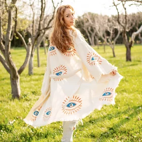 Evil Eye Kaftan Kimono Made from 100% organic cotton