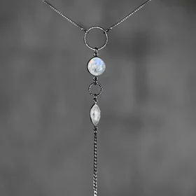 Moonstone On Gunmetal Adjustable Chain