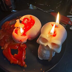 Handmade Bleeding Skull Soy Candle