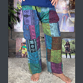 Cotton Stonewash Up-Cycle Patchwork Cargo Pants